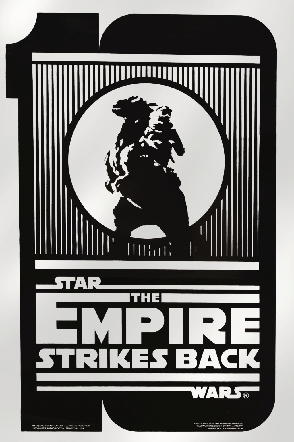 View full screen - View 1 of Lot 66. THE EMPIRE STRIKES BACK, FOIL MYLAR 10TH ANNIVERSARY STYLE B POSTER, DAYNA STEDRY, US, 1990 .