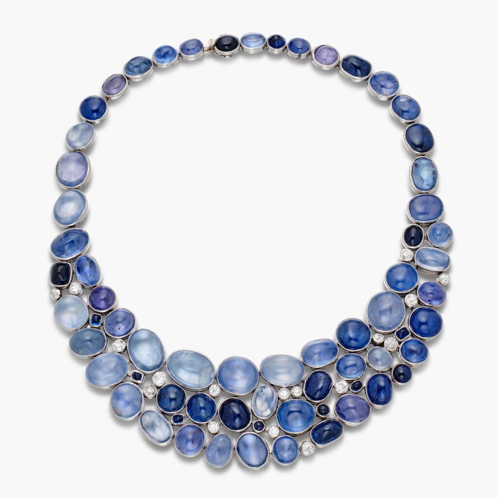 View full screen - View 1 of Lot 11. Sapphire and Diamond Necklace, France 藍寶石 配 鑽石 項鏈,法國.