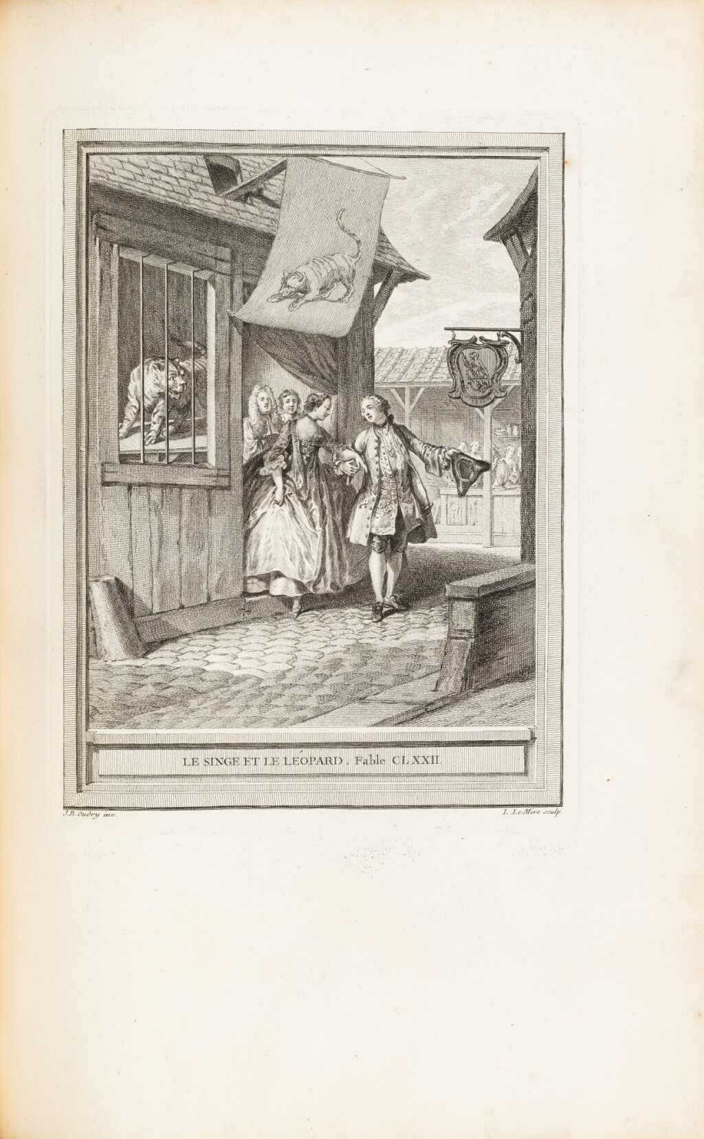 View full screen - View 1 of Lot 41. Fables choisies. Paris, 1755-1759. 4 vol. in-fol. Veau marbré de l'époque. Illustrations d'Oudry..