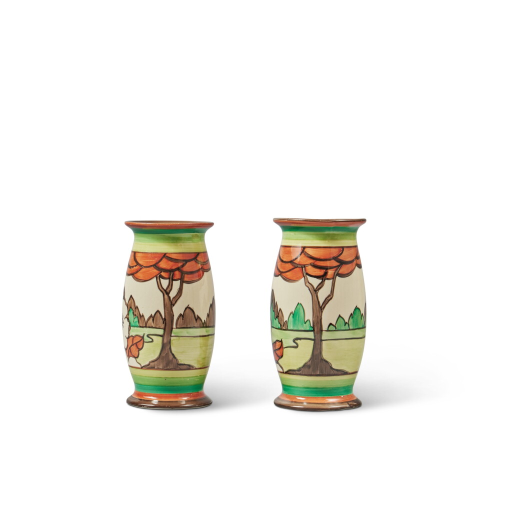 View full screen - View 1 of Lot 1150. Two Clarice Cliff 'Limberlost'-Pattern Vases, circa 1932.