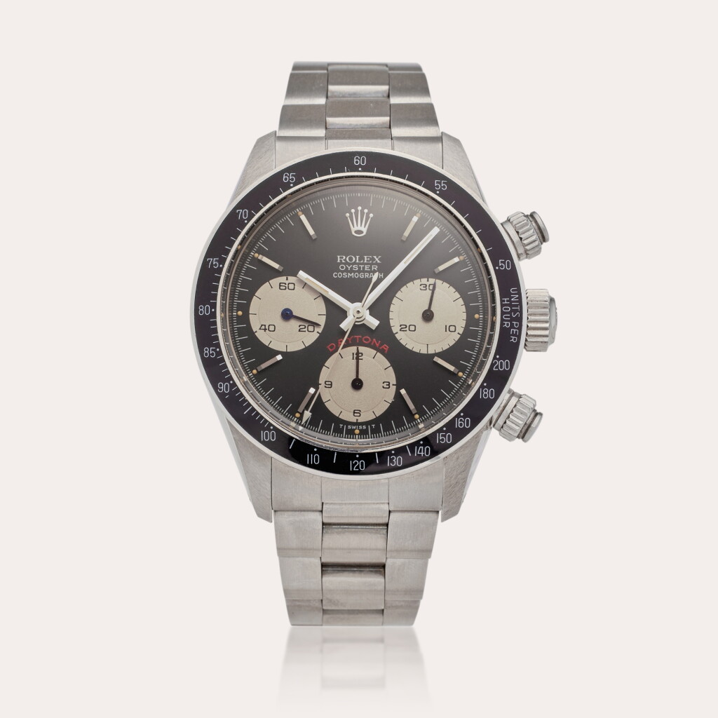 View full screen - View 1 of Lot 62. Reference 6263 N.O.S. ‘Big Red’ Daytona | A stainless chronograph wristwatch with bracelet, Circa 1985.