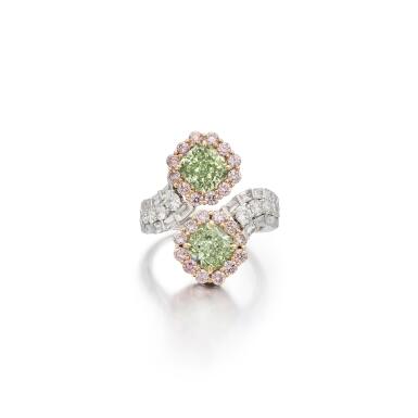 View full screen - View 1 of Lot 136. Fancy Colored Diamond and Diamond Ring.