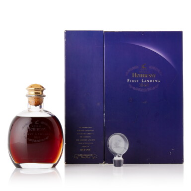 View full screen - View 1 of Lot 6520. Hennessy First landing 1868 Cognac Baccarat Crystal Decanter 40.0 abv NV (1 BT70).