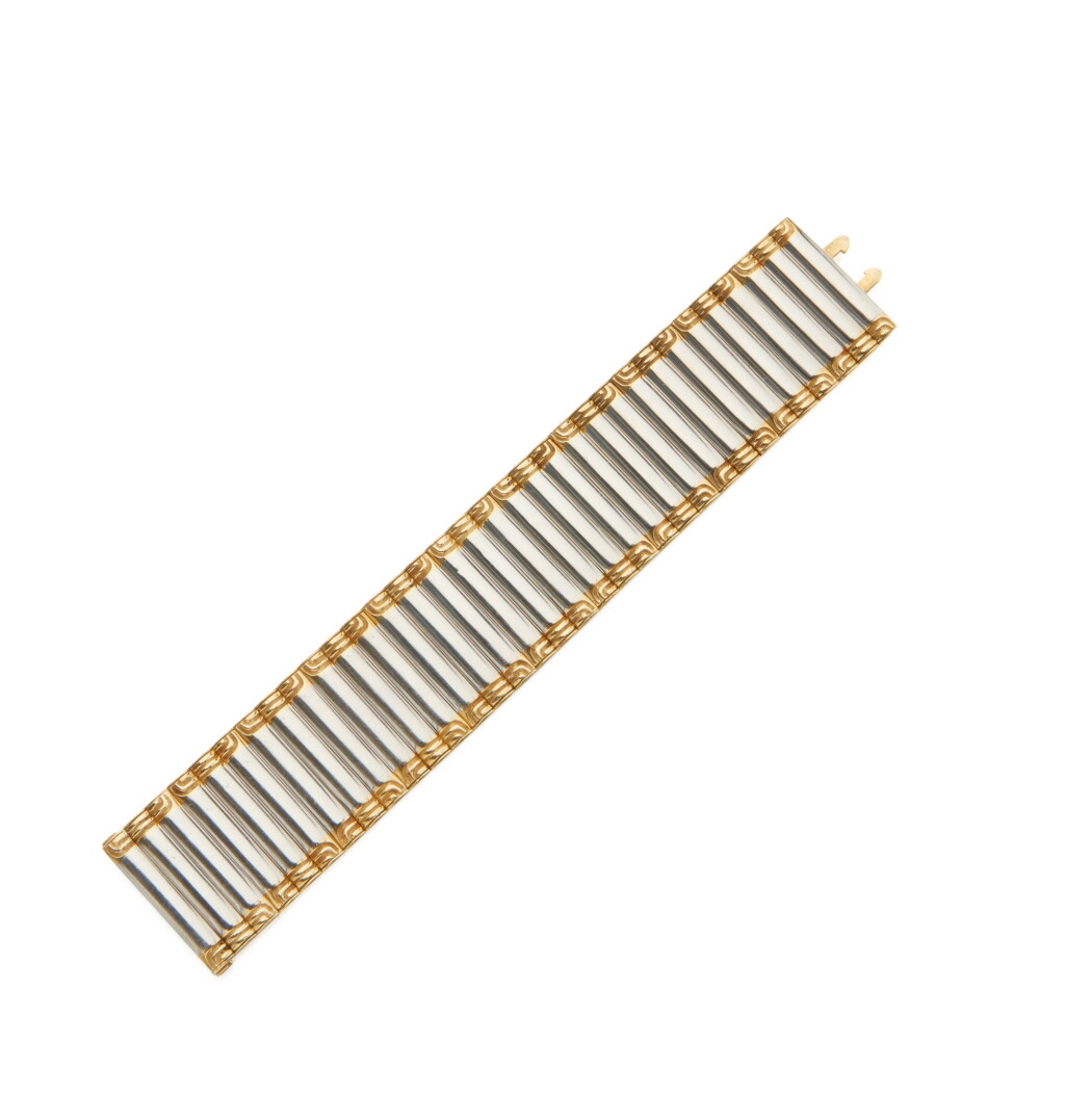 View full screen - View 1 of Lot 40. PLATINUM AND GOLD BRACELET, CARTIER.