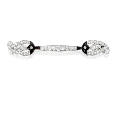View full screen - View 1 of Lot 25. Cartier | Diamond and Onyx Brooch.