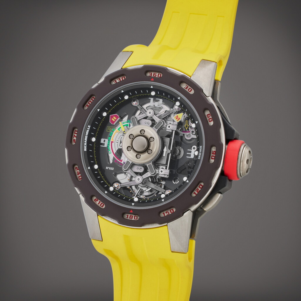 View full screen - View 1 of Lot 169. Reference RM36-01 CA-Ti AO G-Sensor Tourbillon Sébastien Loeb | A limited edition carbon and titanium tourbillon wristwatch with G-sensor and power reserve indication, Circa 2019.
