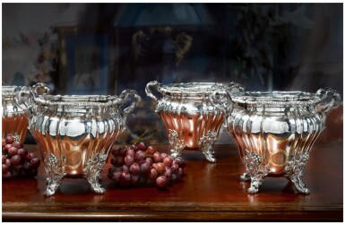 View full screen - View 1 of Lot 13. A SET OF FOUR GEORGE IV SILVER WINE COOLERS, ROBERT GARRARD & BROTHERS, LONDON, 1827.