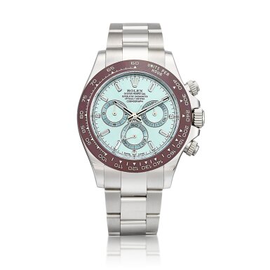 View full screen - View 1 of Lot 2130. Cosmograph Daytona, Reference 116506 | A platinum and diamond-set chronograph wristwatch with bracelet, Circa 2019 | 勞力士 | Cosmograph Daytona 型號116506 | 鉑金鑲鑽石計時鏈帶腕錶,約2019年製.