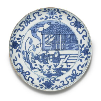 View full screen - View 1 of Lot 202. A blue and white 'figural' dish, Mark and period of Wanli.