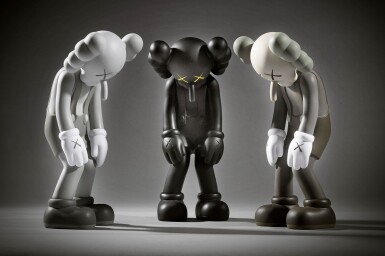 View full screen - View 1 of Lot 509. KAWS | THREE WORKS: (I) SMALL LIE (BROWN); (II) SMALL LIE (BLACK); (III) SMALL LIE (GREY).