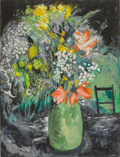 Flowers in a Green Jug