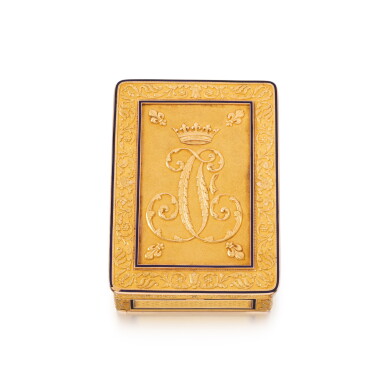 View full screen - View 1 of Lot 1172. A gold and enamel presentation snuff box, Paris, early 19th century, retailed by Pitaux.