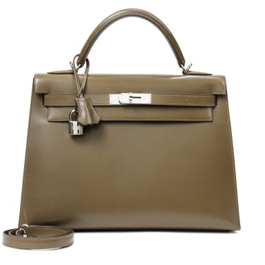 View full screen - View 1 of Lot 692. Vert Olive Box Kelly 32 Sellier Palladium Hardware, 2007.