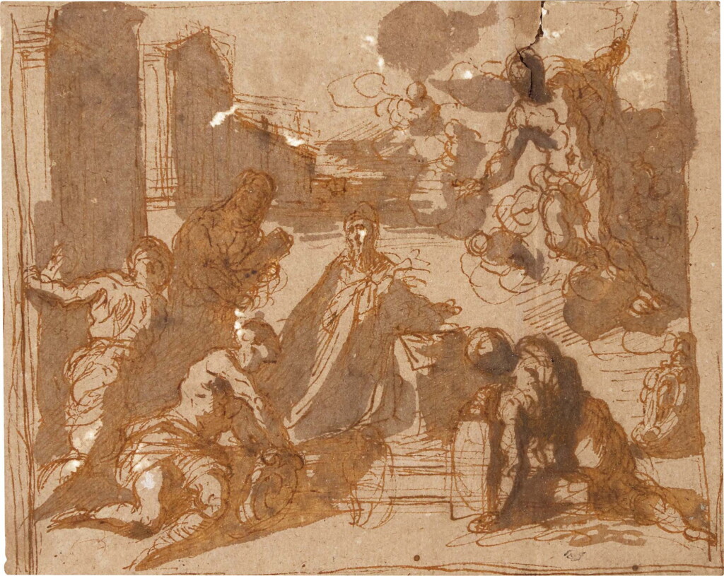 View full screen - View 1 of Lot 185. JACOPO PALMA, CALLED IL GIOVANE | CHRIST APPEARING TO DOGE PASQUALE CICOGNA.
