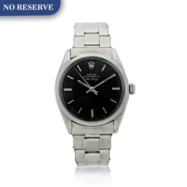 View full screen - View 1 of Lot 170. ROLEX | REFERENCE 5500/1002 AIRKING A STAINLESS STEEL AUTOMATIC WRISTWATCH WITH BRACELET, CIRCA 1966.