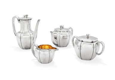 View full screen - View 1 of Lot 276. A silver and ivory tea and coffee set, Odiot, Paris, circa 1870 | Service à thé et café en argent et ivoire par Odiot, Paris, vers 1870.
