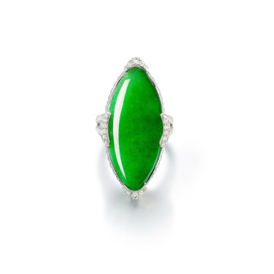 View full screen - View 1 of Lot 668. Jadeite and Diamond Ring | 天然翡翠 配 鑽石 戒指.