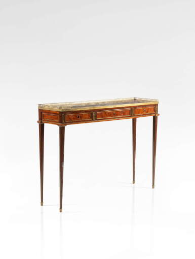 View full screen - View 1 of Lot 18. A late Louis XVI gilt-bronze mounted mahogany console, circa 1785.