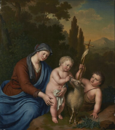 View full screen - View 1 of Lot 274. WILLEM VAN MIERIS | THE VIRGIN AND CHILD WITH THE INFANT SAINT JOHN THE BAPTIST IN A LANDSCAPE.