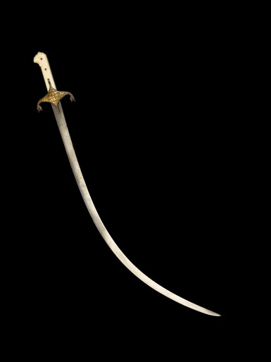 View full screen - View 1 of Lot 114. A marine-ivory hilted sword dedicated to Süleyman the Magnificent (r.1520-66), the blade, Persia, Safavid, early 16th century; the hilt, 18th century.