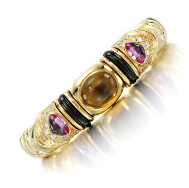 View full screen - View 1 of Lot 40. Gem set and diamond bracelet, 1980s.