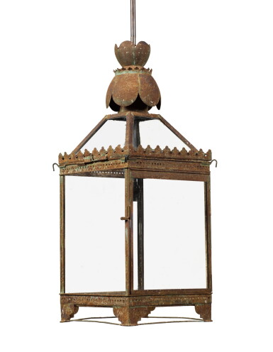 View full screen - View 1 of Lot 21. A BRASS LANTERN, INDIA, LAST QUARTER 19TH CENTURY.