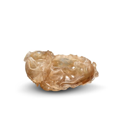 View full screen - View 1 of Lot 3535. A rock crystal 'lotus' washer, 20th century | 二十世紀 水晶雕荷塘形洗.