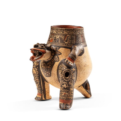 View full screen - View 1 of Lot 10. Vase tripode jaguar, Nicoya | Nicoya Jaguar Effigy Vessel.