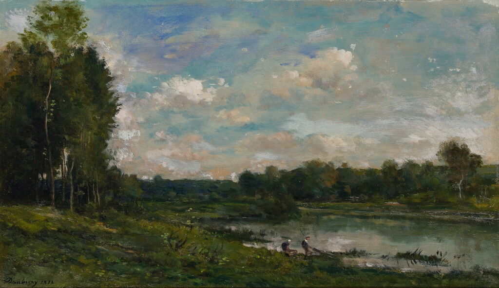 View full screen - View 1 of Lot 181. Fisherman and Washerwoman Along the River.
