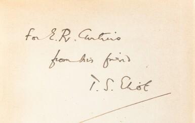 View full screen - View 1 of Lot 169. Ash Wednesday. Londres, Faber & Faber, 1930. Édition originale. Envoi au critique littéraire Ernst Robert Curtius..