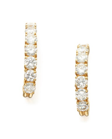 View full screen - View 1 of Lot 62. PAIR OF DIAMOND EARRINGS, TIFFANY & CO..