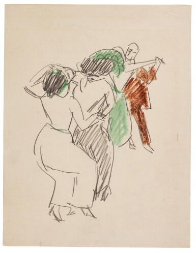 View full screen - View 1 of Lot 4. ERNST LUDWIG KIRCHNER | ZWEI TANZENDE PAARE (TWO DANCING COUPLES).