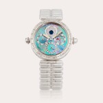 Reference G.4011.4 | A unique white gold and diamond-set minute repeating perpetual calendar wristwatch with leap year indication, bracelet and mother-of-pearl diamond-set dial | Circa 1990