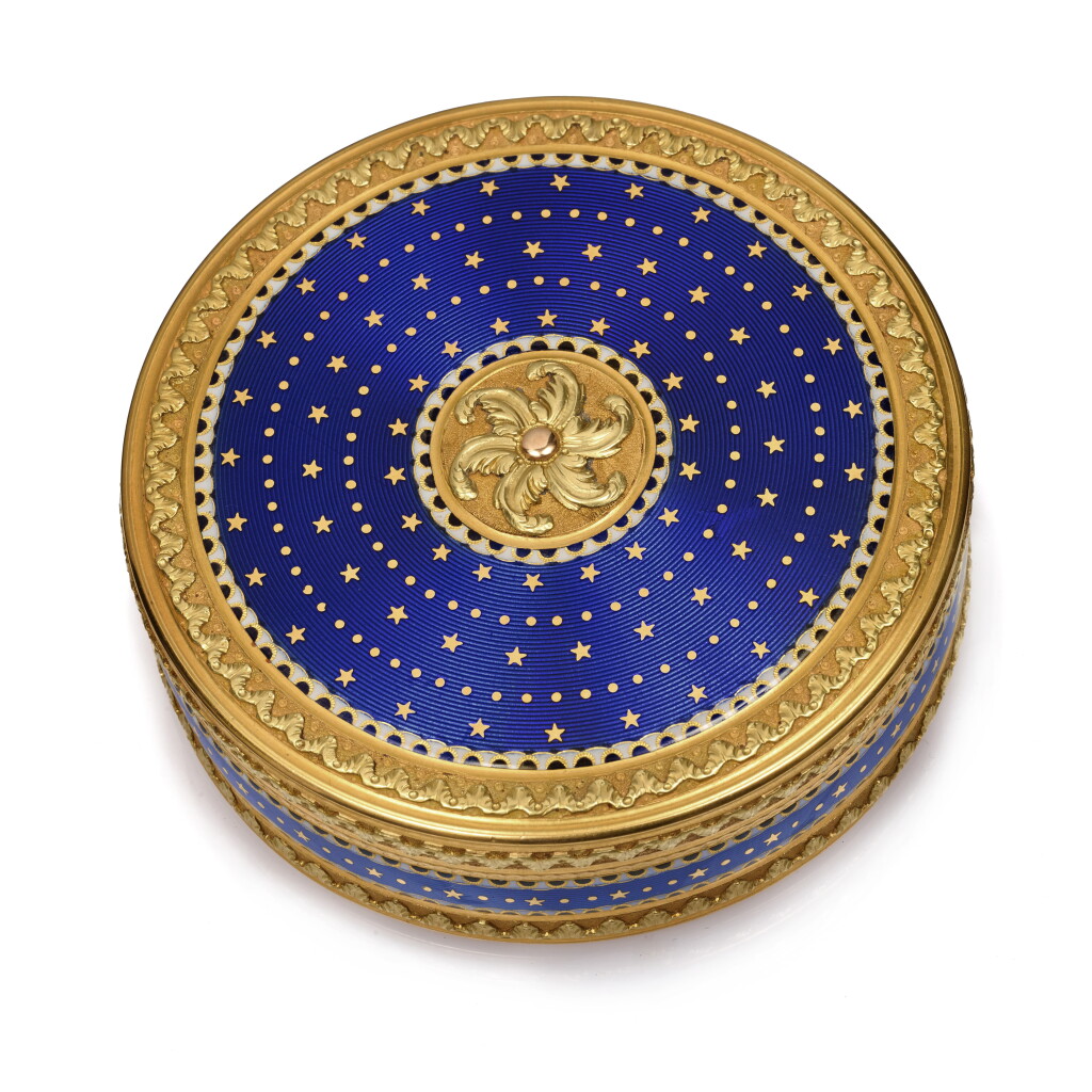 View full screen - View 1 of Lot 1141. A two-coloured gold and enamel snuff box, nineteenth century in earlier taste .