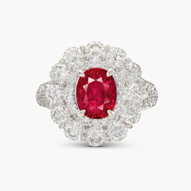 View full screen - View 1 of Lot 1507. Ruby and Diamond Ring | 2.17 克拉 天然「緬甸」未經加熱 紅寶石 配 鑽石 戒指.