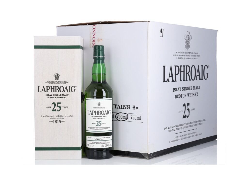 View full screen - View 1 of Lot 59. Laphroaig 25 Year Old Cask Strength 53.4 abv NV (6 Bottles 70cl).