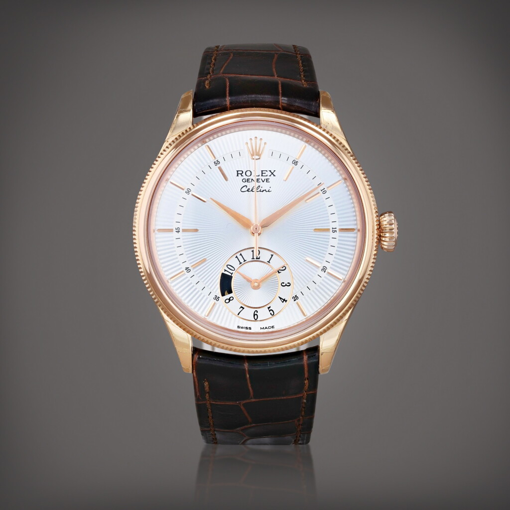 View full screen - View 1 of Lot 667. Cellini Dual Time, reference 50525 Montre bracelet à double fuseau horaire en or rose avec phases de lune | Pink gold wristwatch with dual time zone and moon phases Vers 2014 | Circa 2014.