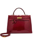 Rouge Vif Shiny Crocodile Kelly Sellier 35 Gold Hardware, 1983