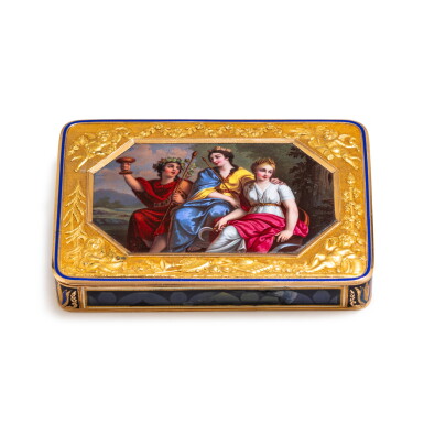View full screen - View 1 of Lot 300. A gold and enamel snuff box, Jean-George Rémond & Co, Geneva, 1804-1807 | Tabatière en or et émail, Jean-George Rémond & Co, Genève, 1804-1807.
