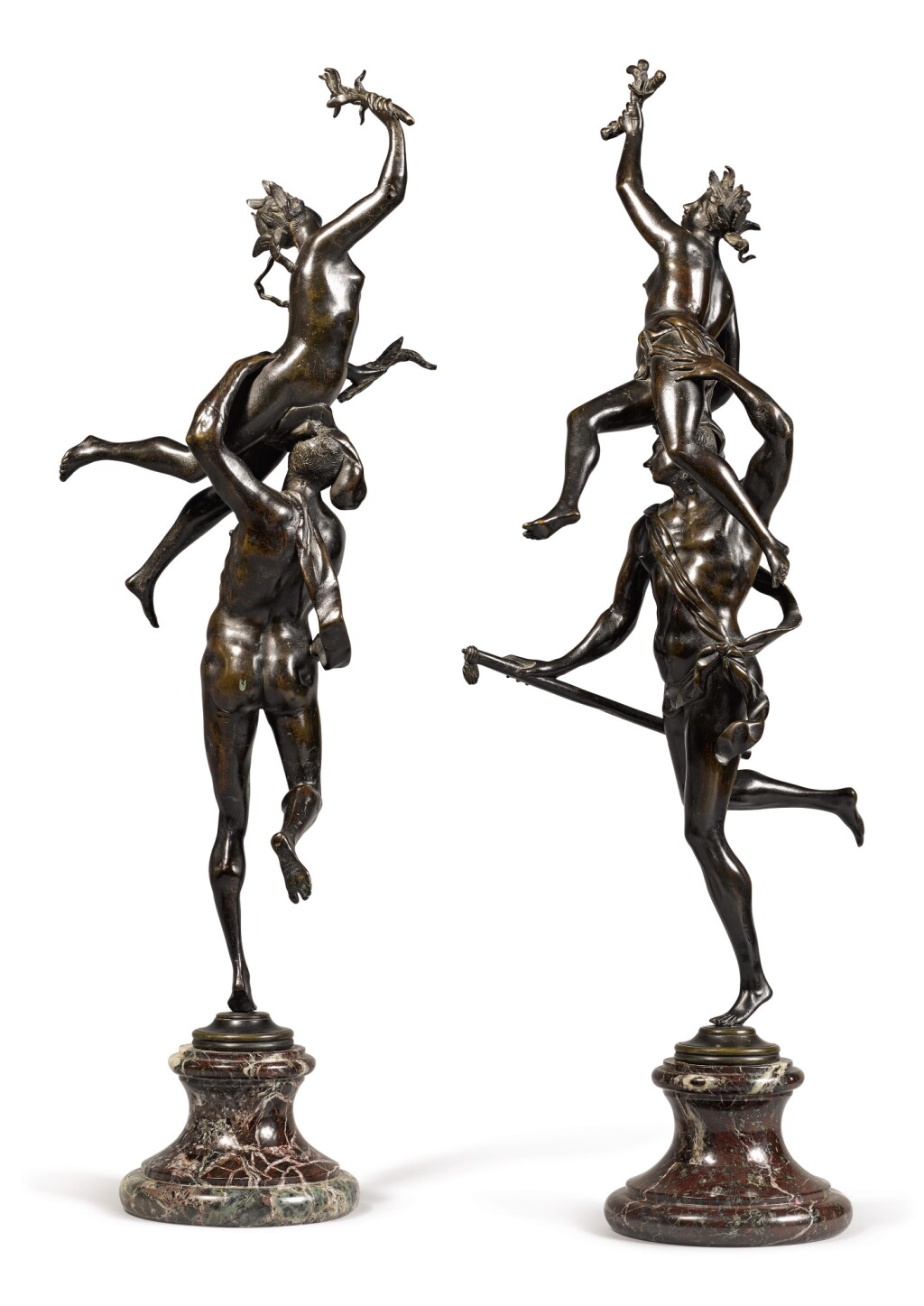 View full screen - View 1 of Lot 804. pair of allegorical groups: Carrying off Fame and Folly Supporting Spring.