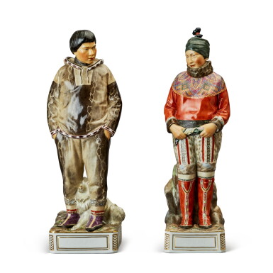 View full screen - View 1 of Lot 148. Carl Martin-Hansen for the Royal Copenhagen Factory, 1877-1941 | Pair of 'Gronland' Figures.