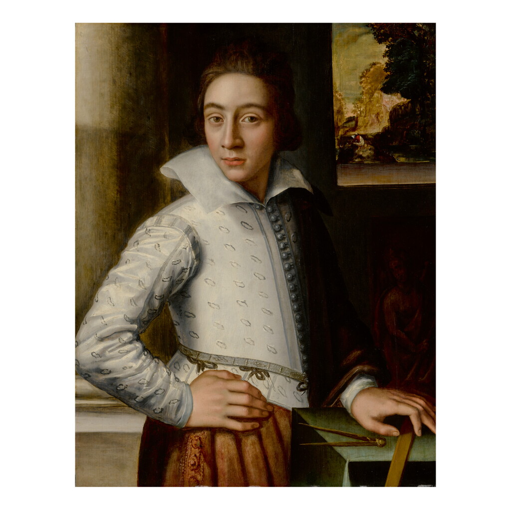 View full screen - View 1 of Lot 100. ATTRIBUTED TO HUYBRECHT BEUCKELEER | PORTRAIT OF A YOUNG MAN, THREE-QUARTER LENGTH, PROBABLY AN ARCHITECT .