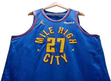 View full screen - View 1 of Lot 62. Jamal Murray Denver Nuggets 2023-2024 Kia NBA Tip-Off Game Worn Home Jersey.