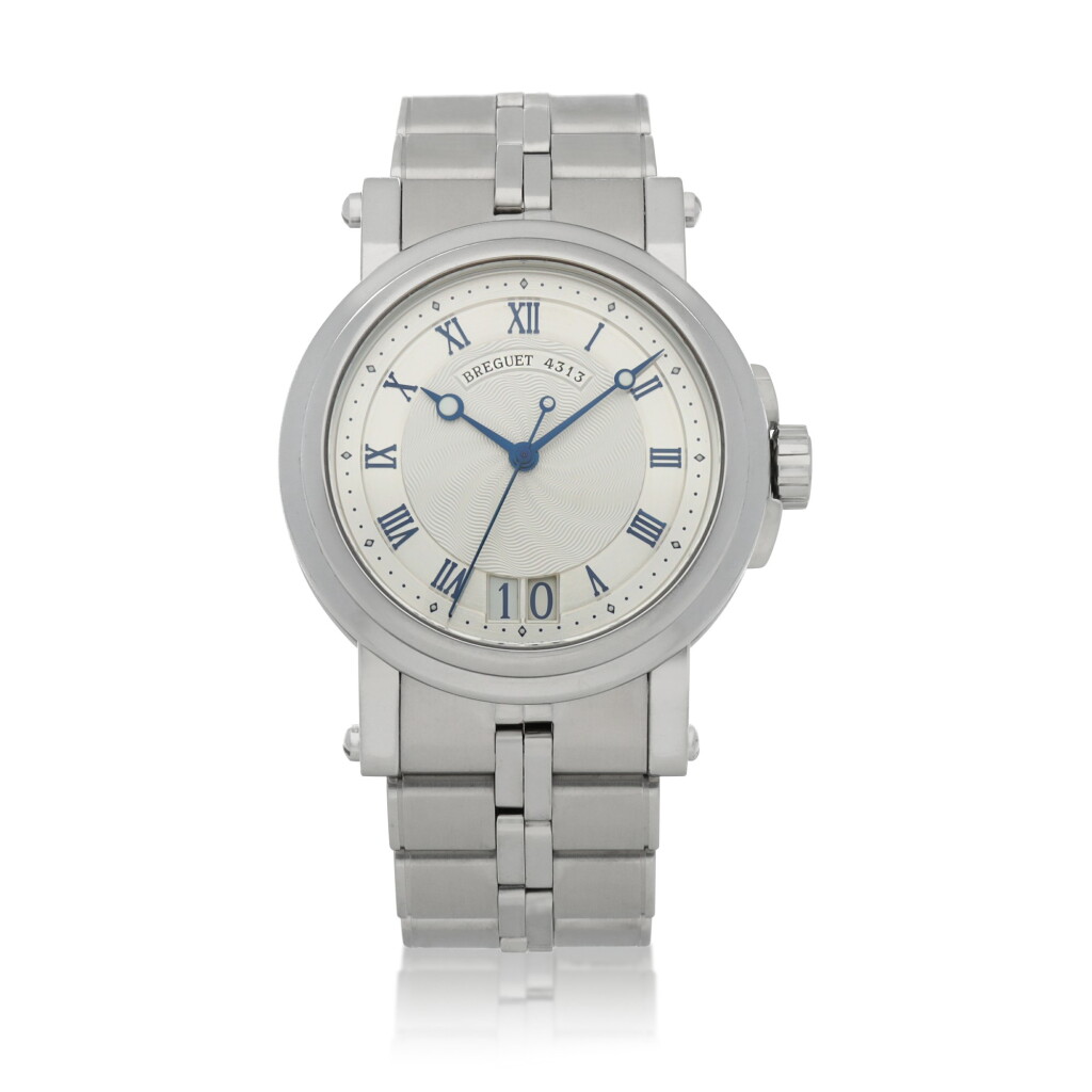 View full screen - View 1 of Lot 433. Marine, Ref. 5817ST Stainless steel wristwatch with digital date display and additional stainless steel bracelet Circa 2007 | 寶璣 5817ST型號「Marine」精鋼鍊帶腕錶備數字日期顯示,年份約2007.