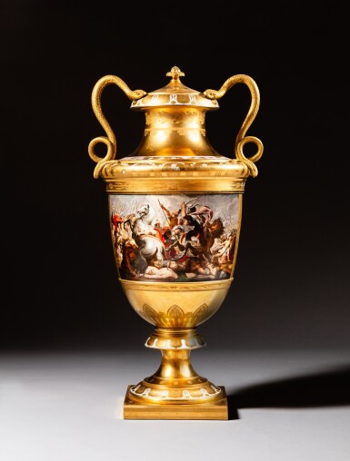 View full screen - View 1 of Lot 79. A very large gilt bronze-mounted Vienna porcelain vase and cover, dated 1818.