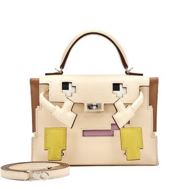 View full screen - View 1 of Lot 24. Limited Edition Nata, Lime, Chai, and Mauve Sylvestre Epsom Picto Quelle Idole Kelly Doll Palladium Hardware, 2023.