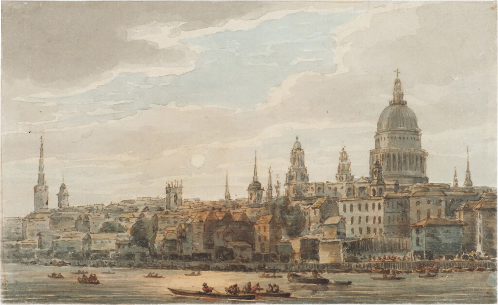View full screen - View 1 of Lot 196. View of the City of London with St Paul's, seen from the Thames.