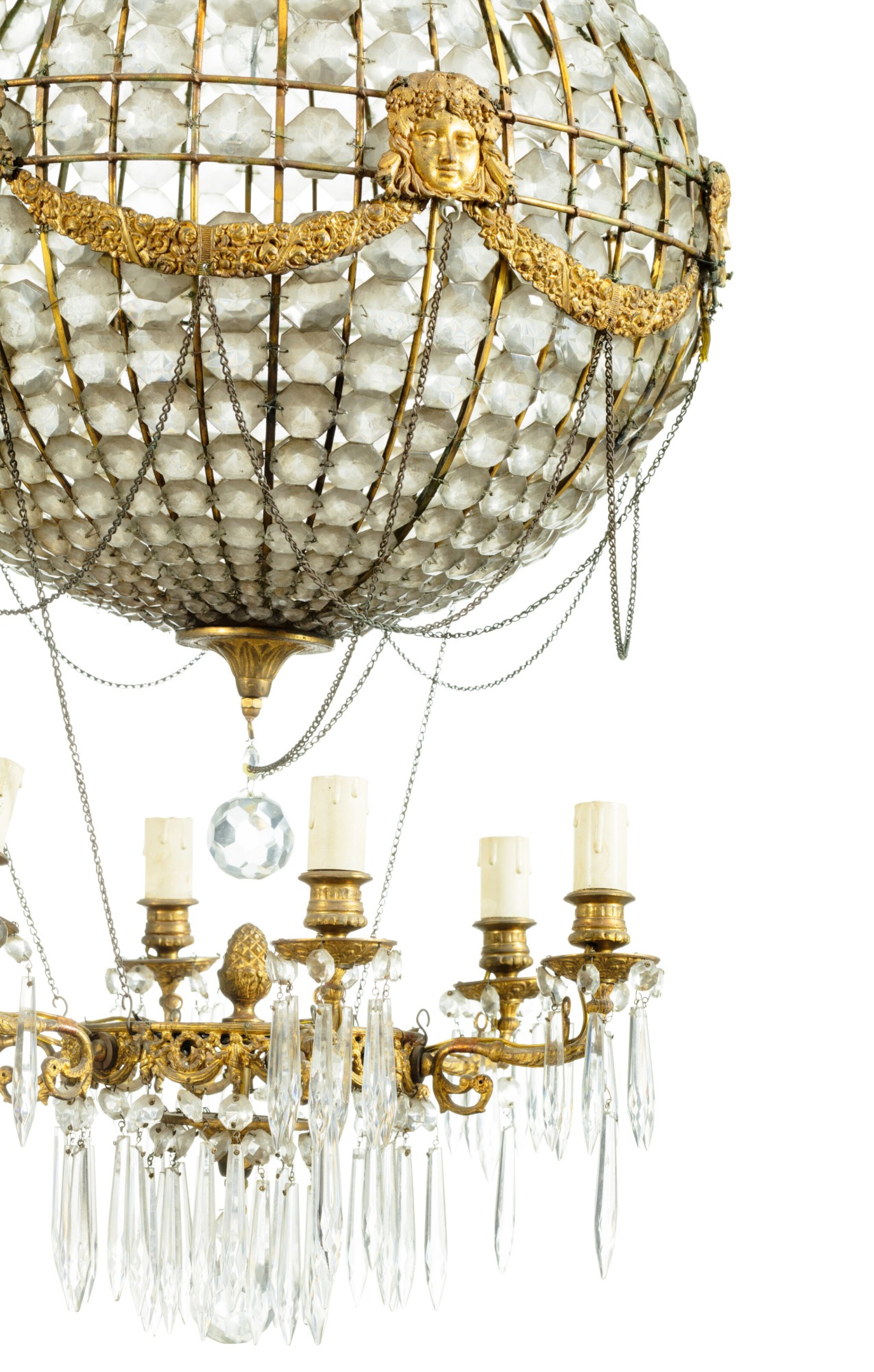 A gilt-bronze cut-glass lustre montgolfière, French Restauration, circa ...