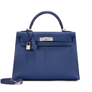 View full screen - View 1 of Lot 40. Bleu Saphir Epsom Kelly 32 Sellier Palladium Hardware, 2022.