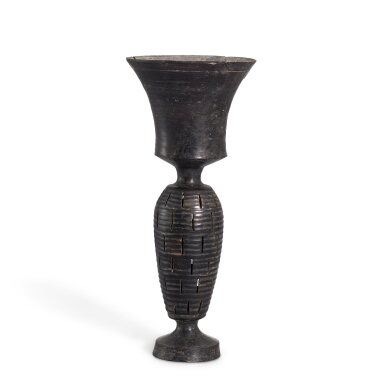 View full screen - View 1 of Lot 821. A superb black 'eggshell' pottery stemcup Longshan culture, c. 2500-2000 B.C. 龍山文化 蛋殼黑陶高足盃.